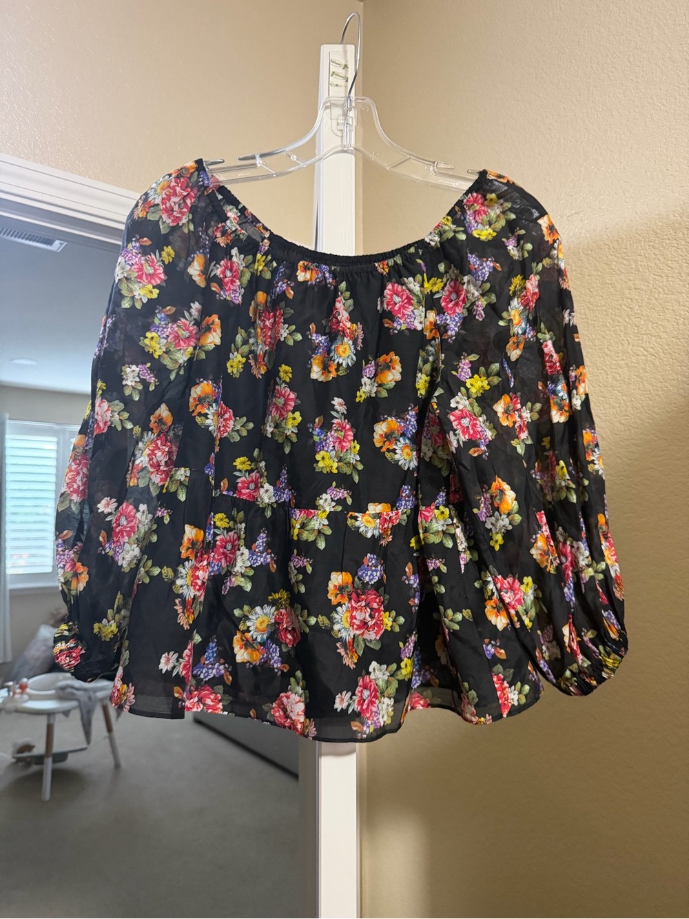Alice + Olivia Alta Off-the-Shoulder Tiered Cotton-Silk Floral Top
